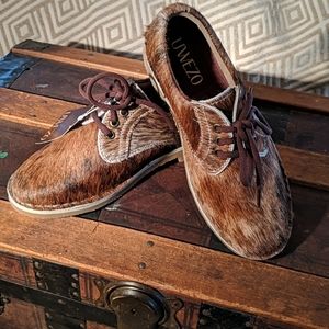 Natural hide oxfords brindle 7.5